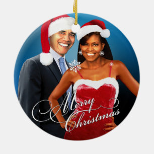 Barack und Michelle Santa Christmas Keramik Ornament