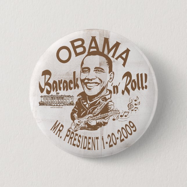 Barack und rollen Einweihungs-Knopf 2009 Button (Vorderseite)