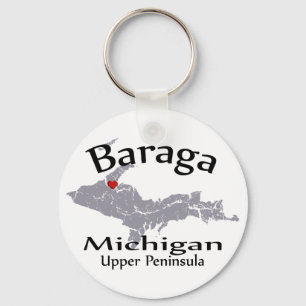 Baraga Michigan Herzkarte Schlüsselanhänger für