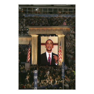 Barak Obama spricht am letzten Abend der Fotodruck