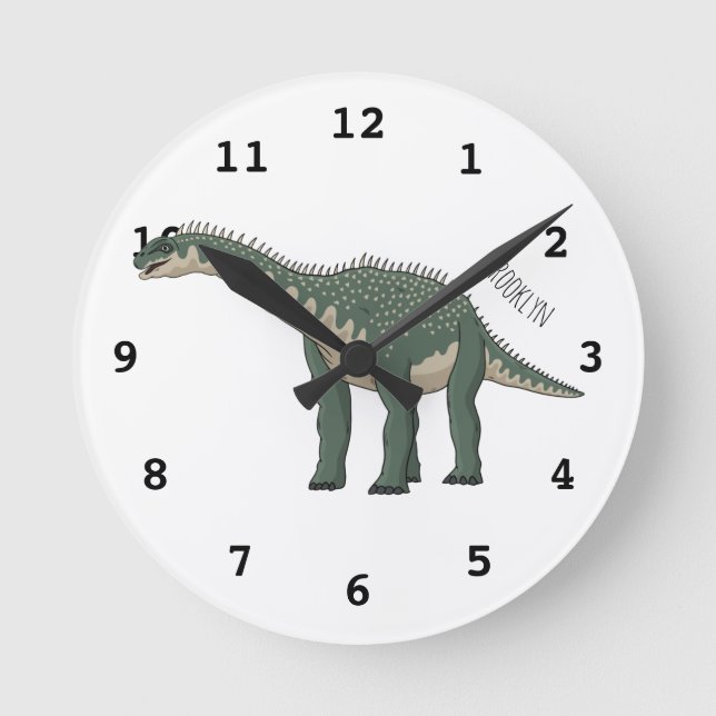 Barapasaurus cartoon illustration runde wanduhr (Vorderseite)