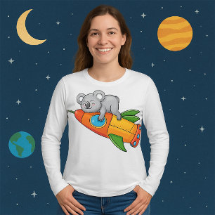 BärAuf einer Rakete Frauen lange Schlange T-Shirt