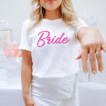BARB Hot Pink Puppe Themed Bride Babe Bachelorette T-Shirt<br><div class="desc">Dieser Bachelorette in Shirt ist mit einem Schriftart mit dem Motto 'Braut' Bestellen Sie die Weiße Braut für die zukünftige Braut und koordinieren Sie die heiß rosa 'babe' Shirts für Ihre Bachelorette-Gruppe. Farben sind bearbeitbar! Klicken Sie auf 'Design bearbeiten',  um Ihre eigenen Farben zu erstellen.</div>