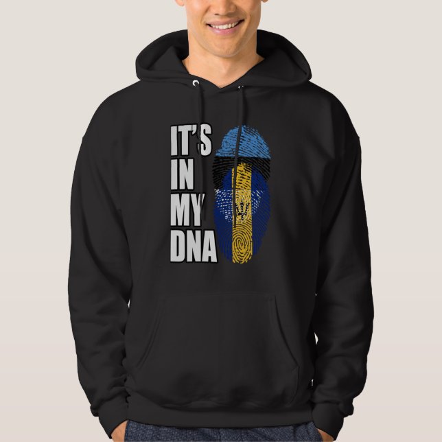 Barbadian And Estonian Mix DNA Flag Heritage Hoodie (Vorderseite)