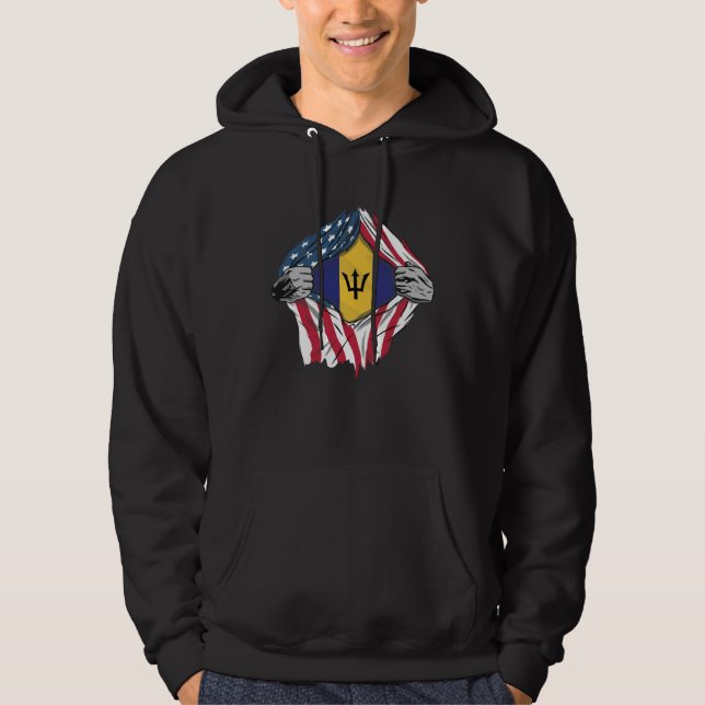 Barbadian Blood Inside Me  Barbados Flag Hoodie (Vorderseite)