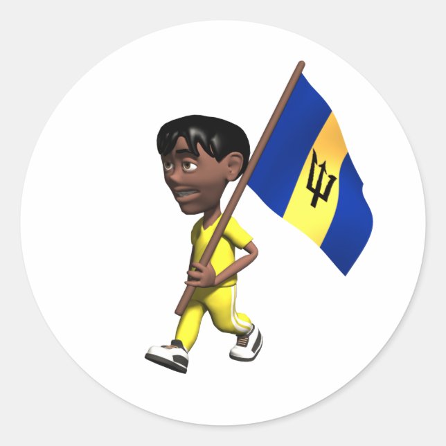 Barbadian Boy Runder Aufkleber (Vorderseite)