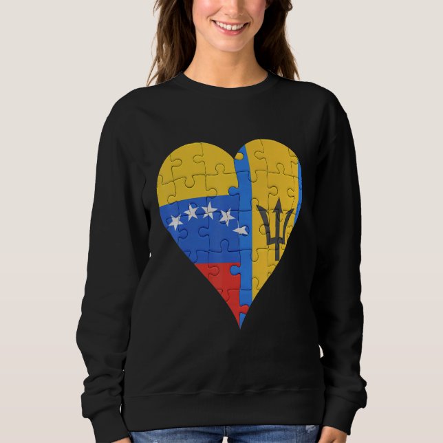 Barbadian Flag Herz Sweatshirt (Vorderseite)