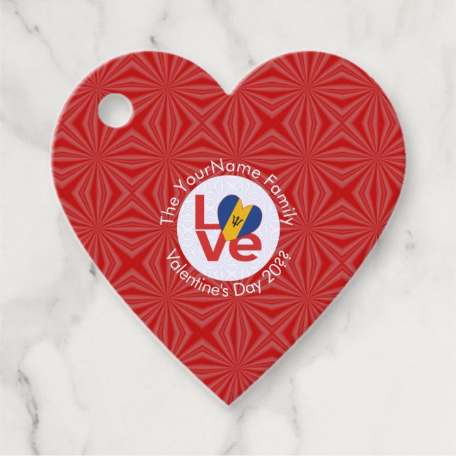 Barbadian Red LIEBE Flag Personalisiert Geschenkanhänger (Vorderseite)