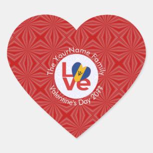 Barbadian Red LIEBE Flag Personalisiert Herz-Aufkleber