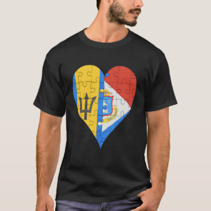 Barbadian Sint Maartener Flag Herz T-Shirt