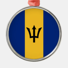 Barbadische Flagge (Barbados) (Bajan) Ornament Aus Metall