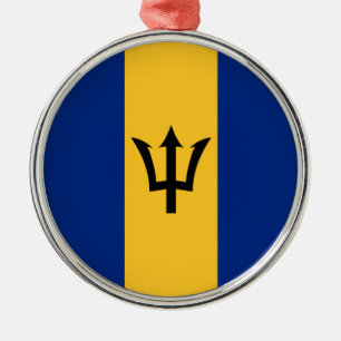 Barbadische Flagge (Barbados) (Bajan) Ornament Aus Metall