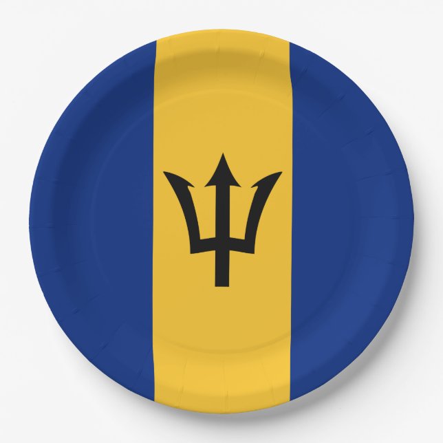 Barbadische Flagge (Barbados) (Bajan) Pappteller (Vorderseite)