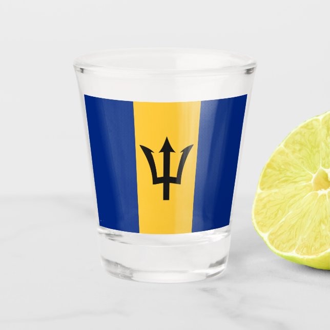 Barbadische Flagge (Barbados) (Bajan) Schnapsglas (Vorderseite)