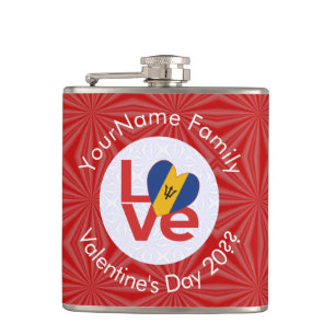 Barbadisches LOVE-Herzflagge Valentinstag Personal Flachmann