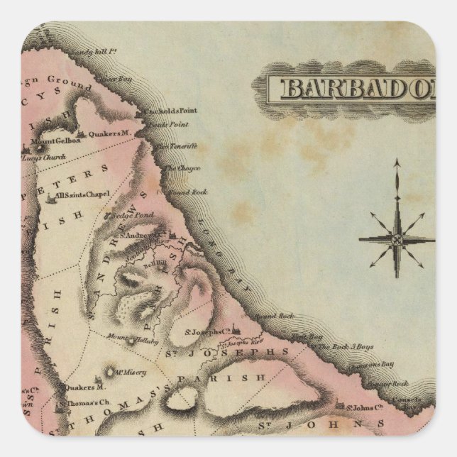 Barbados 2 quadratischer aufkleber (Vorderseite)