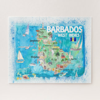 Barbados Antillen Illustrierte Karibik Karte Puzzle