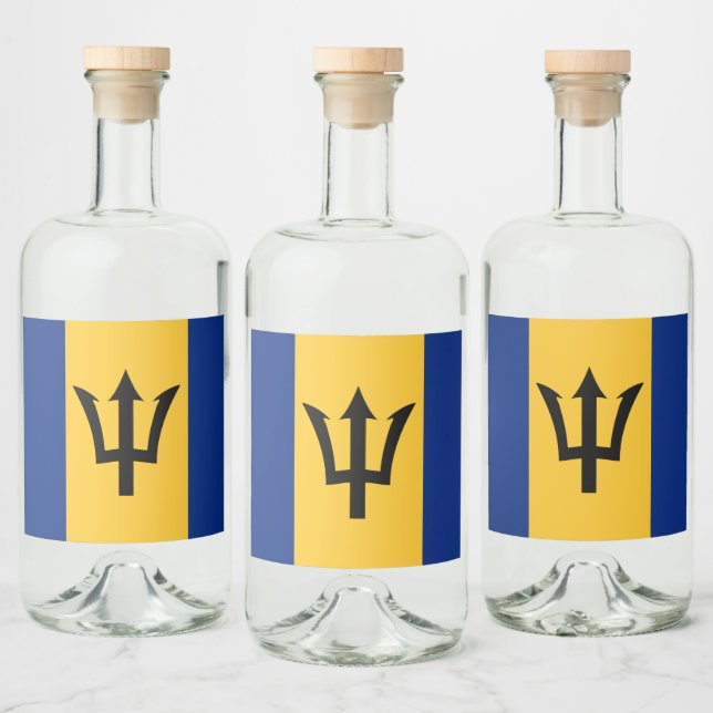 Barbados Bajan Flag Barbadian Karibik Alkoholflaschenetikett (Flaschen)