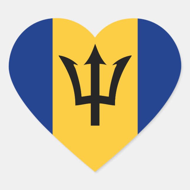 Barbados Bajan Flag Barbadian Karibik Herz-Aufkleber (Vorderseite)