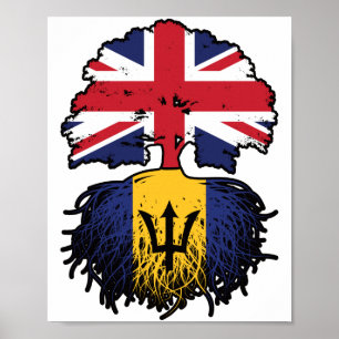 Barbados Barbadian Britisch-UK Tree Roots Flag Poster