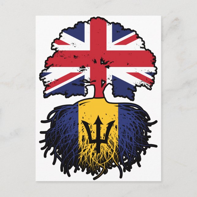 Barbados Barbadian Britisch-UK Tree Roots Flag Postkarte (Vorderseite)