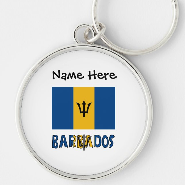 Barbados Barbadian Flag Black Personalization Schlüsselanhänger (Vorne)
