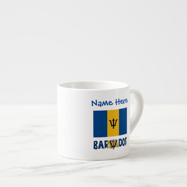 Barbados Barbadian Flag Blue Personalization Espressotasse (Vorderseite Rechts)