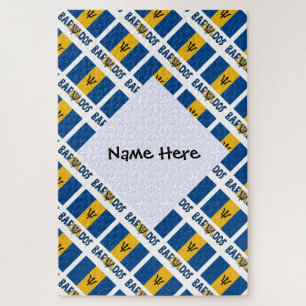 Barbados Barbadian Flag Kachel Schwarz Personalisi Puzzle