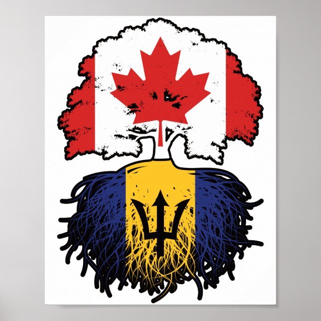 Barbados Barbadian kanadische Tree Roots Flag Poster (Vorne)