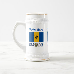 Barbados Barbadianische Flagge Blau Personalisieru Bierglas