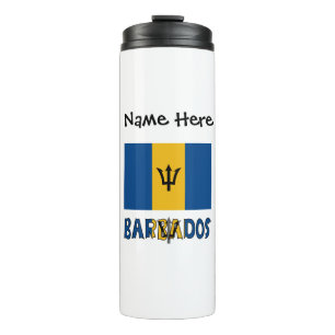 Barbados Barbaren-Flagge personalisierter Name Thermosbecher