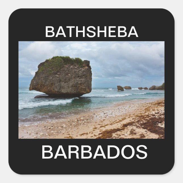 Barbados, Bathsheba Rocks Quadratischer Aufkleber (Vorderseite)