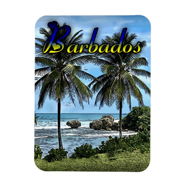 Barbados Beach Palm Trees Magnet (Vertikal)