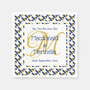 BARBADOS Custom Monogram Wedding Celebration Paper Serviette