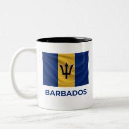 Barbados Einfache Flagge | Täglicher Stolz Zweifarbige Tasse