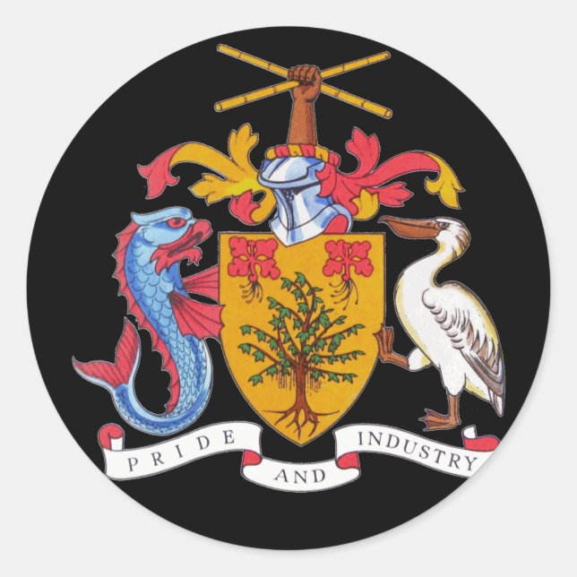 Barbados-Emblem Runder Aufkleber (Vorderseite)