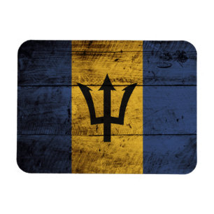Barbados-Flag auf Altholzkörner Magnet