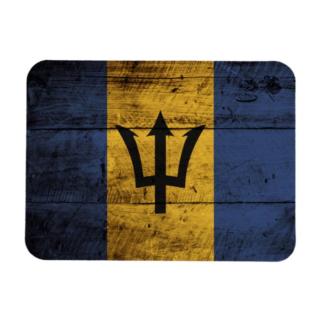 Barbados-Flag auf Altholzkörner Magnet (Horizontal)