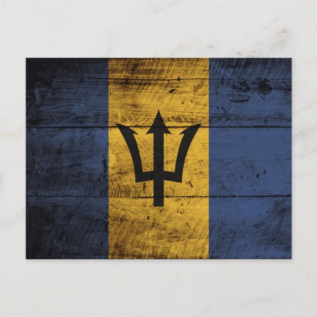 Barbados-Flag auf Altholzkörner Postkarte (Vorderseite)