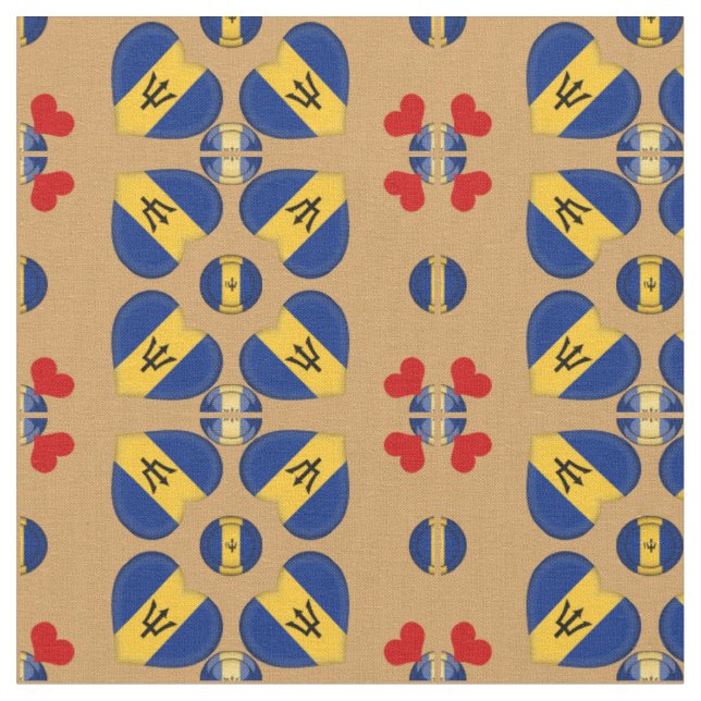 Barbados Flag & Barbados Herbstmode Stoff (Nahaufnahme)