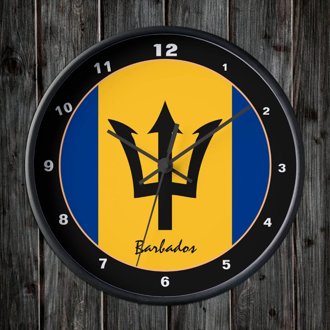 Barbados Flag & Barbados trendy fashion /design Runde Wanduhr (Von Creator hochgeladen)