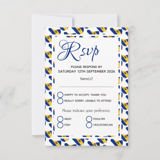BARBADOS Flag Custom Patriotic Wedding RSVP Karte (Vorderseite)
