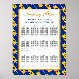 BARBADOS FLAG Custom Wedding 120 Sitzplan Poster