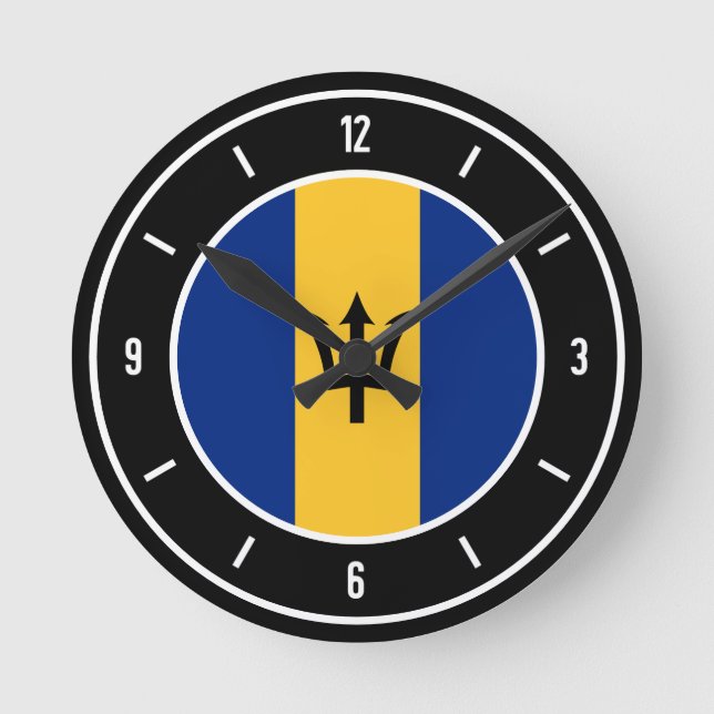 Barbados Flag Elegant Runde Wanduhr (Vorderseite)