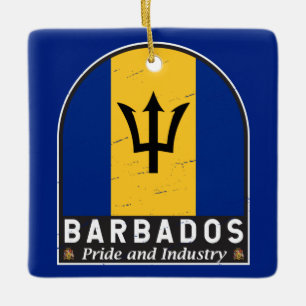 Barbados-Flag-Emblem gestört Vintag Keramikornament