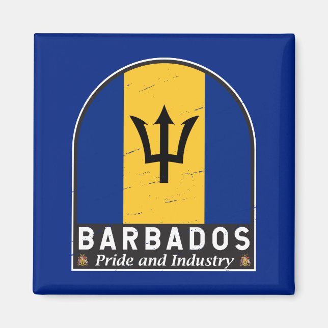 Barbados-Flag-Emblem gestört Vintag Magnet (Vorne)