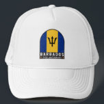 Barbados-Flag-Emblem gestört Vintag Truckerkappe<br><div class="desc">Barbados Not leidendes Emblem mit der Flagge und dem Wappen.</div>