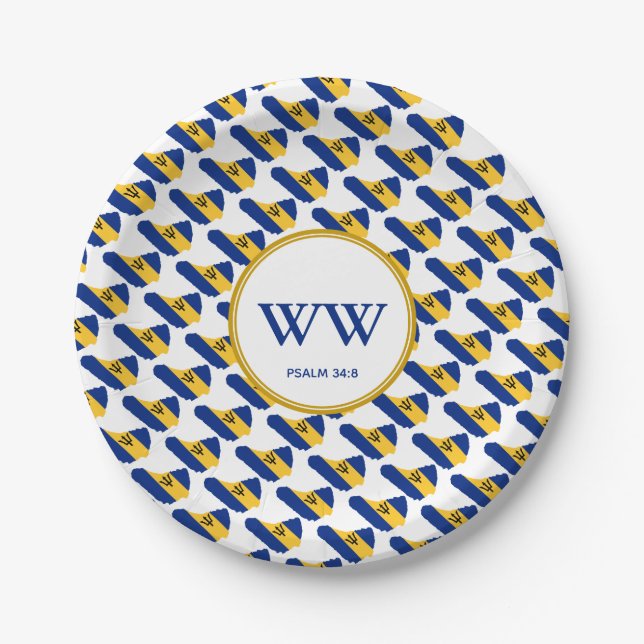 BARBADOS FLAG Feier Geburtstagsfeier Party Pappteller (Vorderseite)