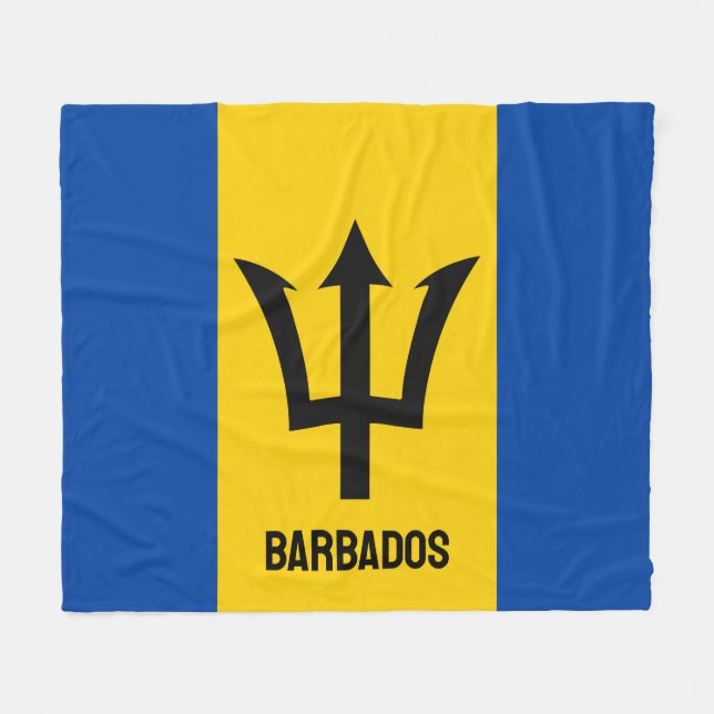 Barbados Flag Fleecedecke (Vorderseite (Horizontal))