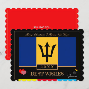 Barbados Flag & Happy New Year/Best Wishings Card Feiertagskarte